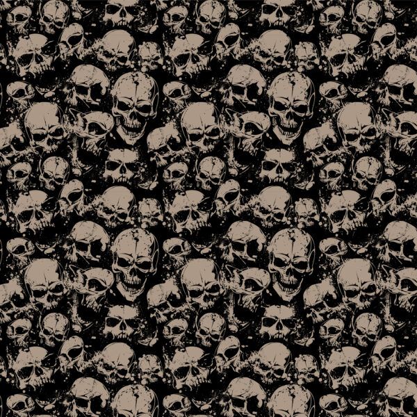 Baumwolle Totenköpfe Beige-Schwarz