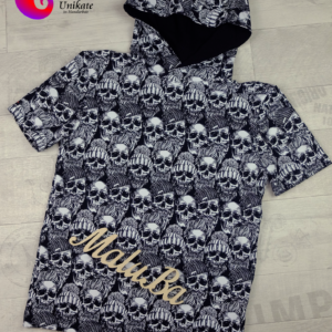 Herren T-Shirt - kurzarm Shirt mit Kapuze "Sculls with Hipster caps" Größe S-M-L