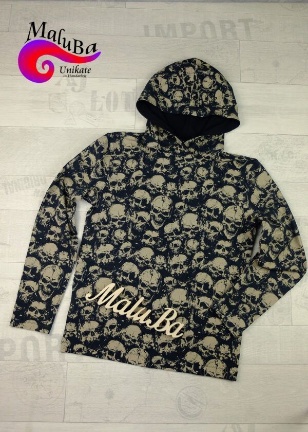 Herren Longsleeve - langarm Shirt mit Kapuze "Skull" Größe S-M-L