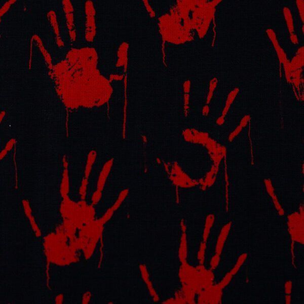 Baumwollstoff - Booo! Hände Schwarz-Rot